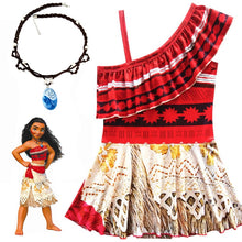 Load image into Gallery viewer, 2020 Girls Moana Cosplay Costume for Kids Vaiana Princess Dress Clothes with Necklace for Halloween Costumes Gifts for Girl

