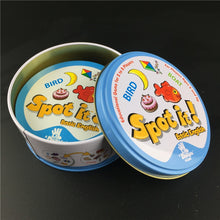 Load image into Gallery viewer, Dobble 16 styles Spot It Card Game Toy Iron Box Sport Go Camping Hip Kids Board Games Gift Animals Alphabet123
