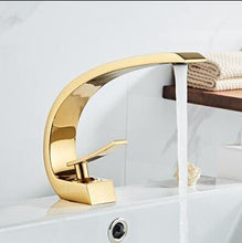 Load image into Gallery viewer, Tuqiu Basin Faucet Modern Bathroom Mixer Tap Black/Gold Wash basin Faucet Single Handle Hot and Cold Waterfall Faucet
