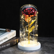 Load image into Gallery viewer, 6 Colour Beauty And The Beast Red Rose In A Glass Dome On A Wooden Base For Valentine's Gifts LED Rose Lamps Christmas
