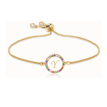 Load image into Gallery viewer, Adjustable Rainbow Zircon 26 Letter Bracelet Women shell Zircon crystal Bracelet Femme Valentine's day wedding Gifts Jewelry
