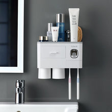 Load image into Gallery viewer, Bathroom Accessories organizer Set Toothbrush Holder Automatic Toothpaste Dispenser Holder Toothbrush Wall Mount Rack Tools Set
