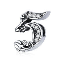 Load image into Gallery viewer, bamoer 10 Number  Metal Beads Vintage Charm for Female Original Silver 925 Bracelet &amp; Bangle 925 Sterling Silver Jewelry SCC1418
