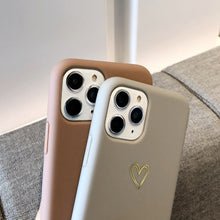 Load image into Gallery viewer, Lovebay Gold Love Heart Case For iPhone 11 Pro 6 6S 7 8 Plus X XR XS Max Simple Solid Color Phone Cases Soft TPU Back Cover Capa
