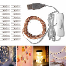 Load image into Gallery viewer, 10M Photo Clip USB Festoon Led String Fairy Lights Battery Operated Garland New Year's Party Christmas Decorations for Home Room
