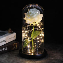 Load image into Gallery viewer, 6 Colour Beauty And The Beast Red Rose In A Glass Dome On A Wooden Base For Valentine's Gifts LED Rose Lamps Christmas
