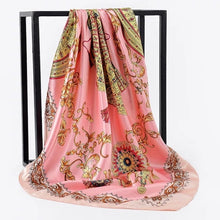 Load image into Gallery viewer, Silk Scarf Women Print hair neck Square Scarves Office Ladies Shawl Bandanna 90*90cm Muslim Hijab Handkerchief muffler foulard
