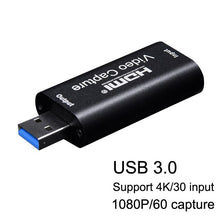 Load image into Gallery viewer, ALLOYSEED USB 3.0/2.0 Video Capture Card HDMI 1 Way to USB 2.0 1080P Mini Acquisition Card HD Camera Recording Live Streaming
