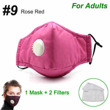 Load image into Gallery viewer, Tcare Fashion Cotton Face Mask Respirator Washable Reusable Mouth Masks + 2Pcs Activated Carbon Filter PM2.5 for Men Women
