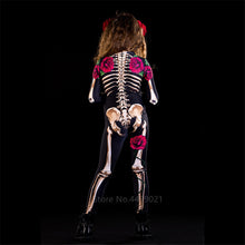 Load image into Gallery viewer, Rose Skeleton Adult Kids Scary Costume Halloween Dress Cosplay Sexy Jumpsuit Carnival Party Baby Girl Rompers Day of The Dead
