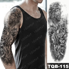 Load image into Gallery viewer, Large Arm Sleeve Tattoo Lion Crown King Rose Waterproof Temporary Tatoo Sticker Wild Wolf Tiger Men Full Skull Totem Tatto
