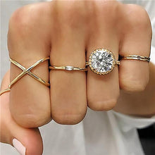 Load image into Gallery viewer, 15 Pcs/set Women Fashion Rings Hearts Fatima Hands Virgin Mary Cross Leaf Hollow Geometric Crystal Ring Set Wedding Jewelry
