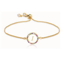 Load image into Gallery viewer, Adjustable Rainbow Zircon 26 Letter Bracelet Women shell Zircon crystal Bracelet Femme Valentine's day wedding Gifts Jewelry
