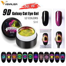 Load image into Gallery viewer, Venalisa 9D Gel Varnish Cat Eye Magic Chameleon Gel Varnish Nail Manicure Galaxy Starry Magnetic Multicolor 5ml Nail Gel Polish
