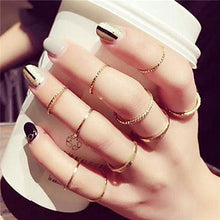 Load image into Gallery viewer, 15 Pcs/set Women Fashion Rings Hearts Fatima Hands Virgin Mary Cross Leaf Hollow Geometric Crystal Ring Set Wedding Jewelry
