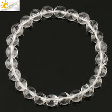 Load image into Gallery viewer, CSJA Natural Stone Elastic Bracelet Pink Quartz White Purple Crystal Green Aventurine Healing Beads Female Strand Bracelets G255
