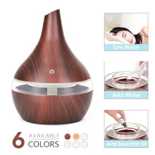 Load image into Gallery viewer, 300ML USB humidifier Electric oil Aromatherapy wood grain Ultrasonic air diffuser with 7 colors lights  for home office Car
