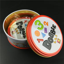 Load image into Gallery viewer, Dobble 16 styles Spot It Card Game Toy Iron Box Sport Go Camping Hip Kids Board Games Gift Animals Alphabet123
