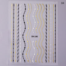 Load image into Gallery viewer, 1 Sheet Holo Black Gold 5D Nail Sticker Decal Tassel Strip Line Slider Foils Adhesive Nail Art Decoration
