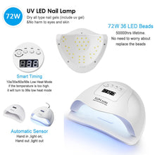 Load image into Gallery viewer, 72W UV LED Nail Lamp with 36 Pcs Leds For Manicure Gel Nail Dryer Drying Nail Polish Lamp 30s/60s/90s Auto Sensor Manicure Tools
