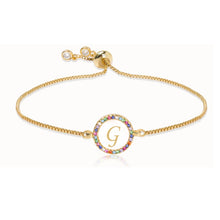 Load image into Gallery viewer, Adjustable Rainbow Zircon 26 Letter Bracelet Women shell Zircon crystal Bracelet Femme Valentine's day wedding Gifts Jewelry

