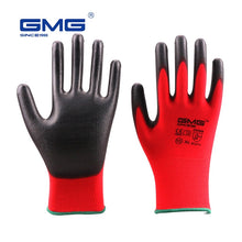 Load image into Gallery viewer, Hot Sale 6 Pairs GMG CE Certificated EN388 Red Polyester Black PU Work Safety Gloves Mechanic Working Gloves
