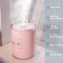 Load image into Gallery viewer, 280ML Ultrasonic Air Humidifier Candle Romantic Soft Light USB Essential Oil Diffuser Car Purifier Aroma Anion Mist Maker 2019
