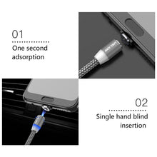 Load image into Gallery viewer, USLION 2M Fast Charging Magnetic Cable Micro USB Type C Charger For iPhone XS X 8 7 Samsung S10 9 Magnet Android Phone Cable 3M
