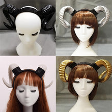Load image into Gallery viewer, Handmade Sheep horn Headband Hairband Accessory Demon Evil Gothic Lolita Cosplay Halloween Headwear Prop
