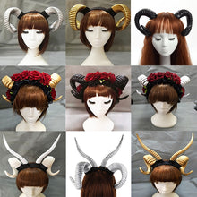 Load image into Gallery viewer, Handmade Sheep horn Headband Hairband Accessory Demon Evil Gothic Lolita Cosplay Halloween Headwear Prop
