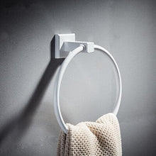 Load image into Gallery viewer, Bathroom Accessories Set,Paper Holder,Towel Bar,towel rack,Towel Hanger,Towel Rail White Brass Square bathroom Hardware set
