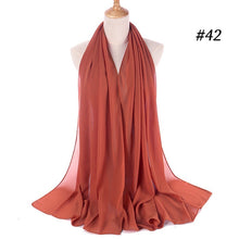 Load image into Gallery viewer, women plain bubble chiffon scarf hijab wrap printe solid color shawls headband muslim hijabs scarves/scarf 60 colors
