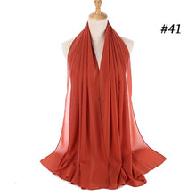 Load image into Gallery viewer, women plain bubble chiffon scarf hijab wrap printe solid color shawls headband muslim hijabs scarves/scarf 60 colors
