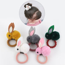 Load image into Gallery viewer, Cute animal hair ball rabbit hair ring female rubber band elastic hair bands Korean headwear children hair Accessories ornaments
