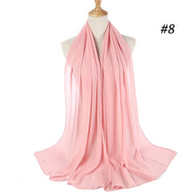 Load image into Gallery viewer, women plain bubble chiffon scarf hijab wrap printe solid color shawls headband muslim hijabs scarves/scarf 60 colors
