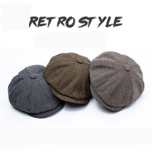 Load image into Gallery viewer, Wuaumx Unisex Autumn Winter Newsboy Caps Men And Women Warm Tweed Octagonal Hat For Male Detective Hats Retro Flat Caps chapeau
