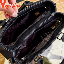 Load image into Gallery viewer, Yogodlns women beading pendant handbag ladies embossed shoulder bag ladies Messenger bag hairball bags high quality bag
