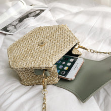 Load image into Gallery viewer, Hexagon Mulit Style Straw+leather Handbag Women Summer Rattan Bag Handmade Woven Beach Circle Bohemia Shoulder Bag New Fashion
