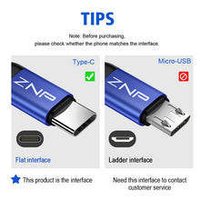 Load image into Gallery viewer, ZNP USB Type C Cable For Samsung S10 Huawei P30 Pro Fast Charge Type-C Mobile Phone Charging Wire USB C Cable for Samsung S9 S8
