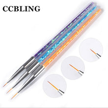 Load image into Gallery viewer, set Nail Art Brush Drawing Painting Carving Pen Design Manicure Tools Acrylic Liner UV Gel Sequins Decoration Tips 7/9/11mm

