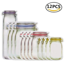 Load image into Gallery viewer, Reusable Mason Jar Bottles Bags Nuts Candy Cookies Bag Seal Fresh Food Storage Bag Snacks Zipper Sealed Kitchen Organizer
