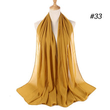Load image into Gallery viewer, women plain bubble chiffon scarf hijab wrap printe solid color shawls headband muslim hijabs scarves/scarf 60 colors
