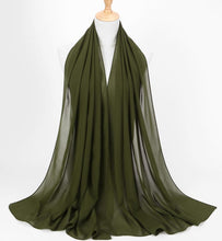 Load image into Gallery viewer, women plain bubble chiffon scarf hijab wrap printe solid color shawls headband muslim hijabs scarves/scarf 60 colors
