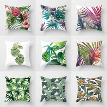 Load image into Gallery viewer, Tropical Plants Cushion Cover Polyester Green Leaves Decorative Pillowcase Tropical Plant Throw Pillow Case Cushion Cover

