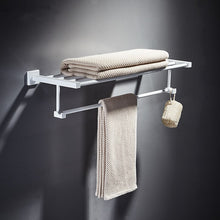 Load image into Gallery viewer, Bathroom Accessories Set,Paper Holder,Towel Bar,towel rack,Towel Hanger,Towel Rail White Brass Square bathroom Hardware set

