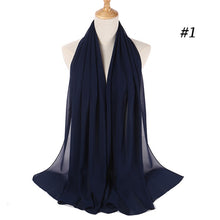 Load image into Gallery viewer, women plain bubble chiffon scarf hijab wrap printe solid color shawls headband muslim hijabs scarves/scarf 60 colors
