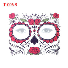 Load image into Gallery viewer, Facial makeup Sticker Special Waterproof Face tattoo Day of The Dead Skull Face dress up Halloween Temporary Tattoo Stickers

