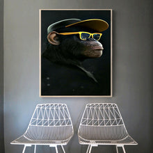 Load image into Gallery viewer, Large Animal Picture Canvas Printed Painting Modern Funny Thinking Monkey with Headphone Wall Art Poster for Living Room Decor
