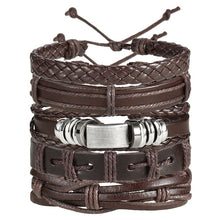 Load image into Gallery viewer, IF ME Vintage Leaf Feather Multilayer Leather Bracelet Men Fashion Braided Handmade Star Rope Wrap Bracelets &amp; Bangles Male Gift
