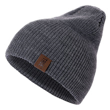 Load image into Gallery viewer, 1 Pcs Hat PU Letter True Casual Beanies for Men Women Warm Knitted Winter Hat Fashion Solid Hip-hop Beanie Hat Unisex Cap
